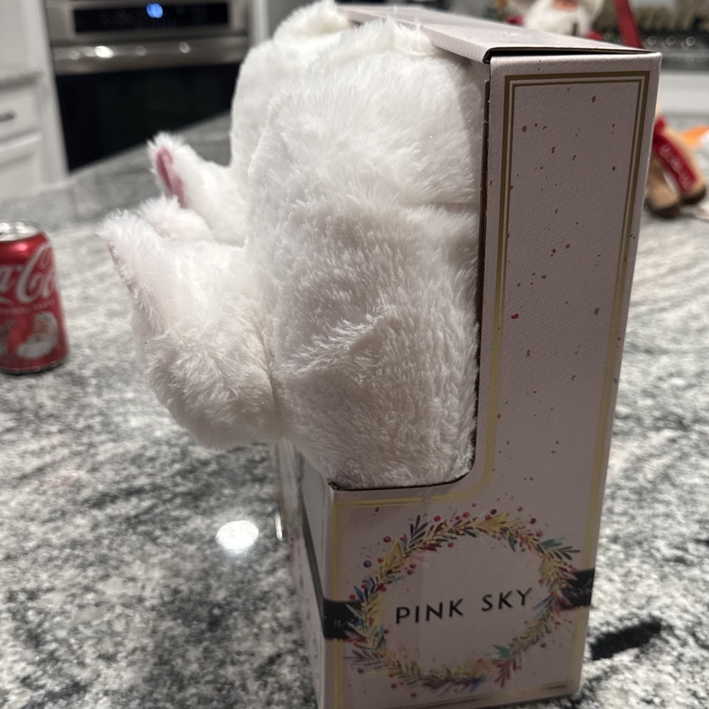 Pink Sky Cozy Cat Heated Slippers Battery Powered White New In Box - Picture 3 of 8